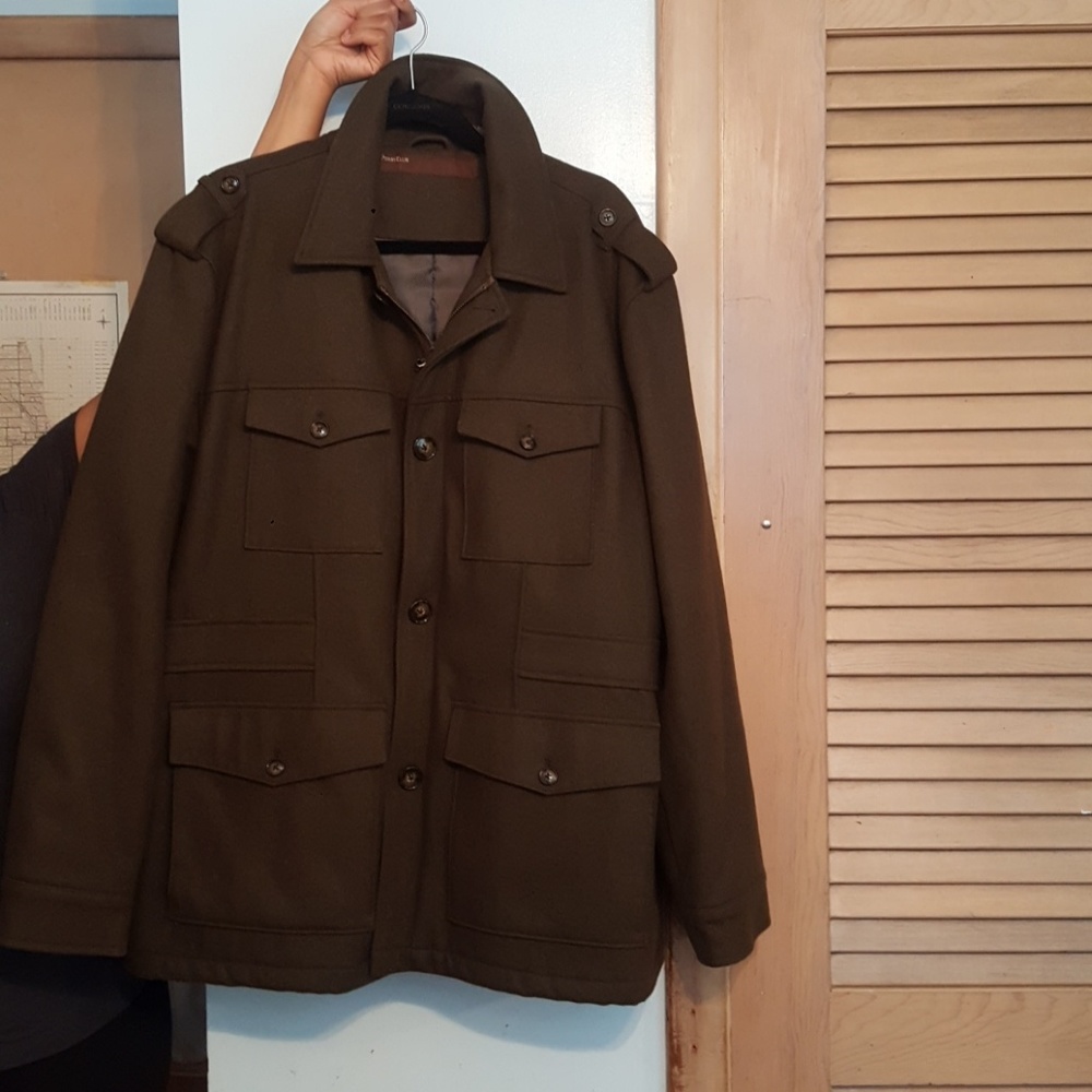 Perry Ellis Olive Green Peacoat